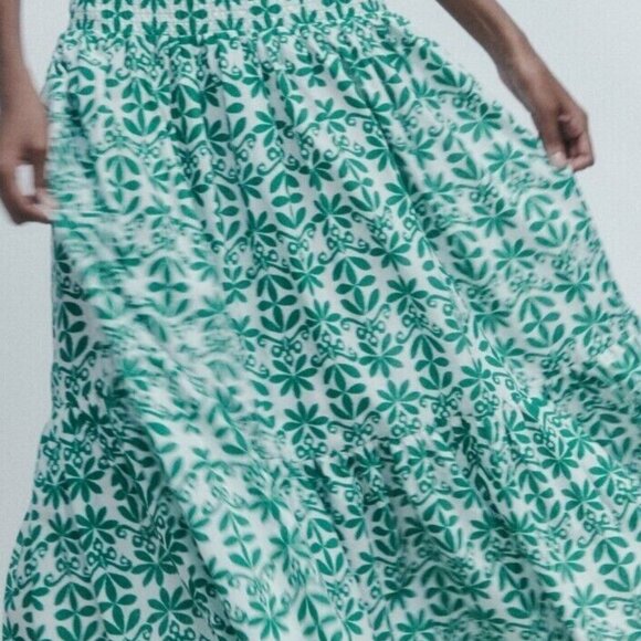 ZARA Alice Green Maxi Skirt M - Picture 1 of 5